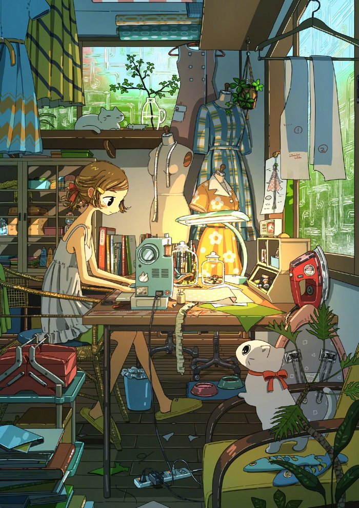 动漫场景画,动漫场景画中的温馨日常